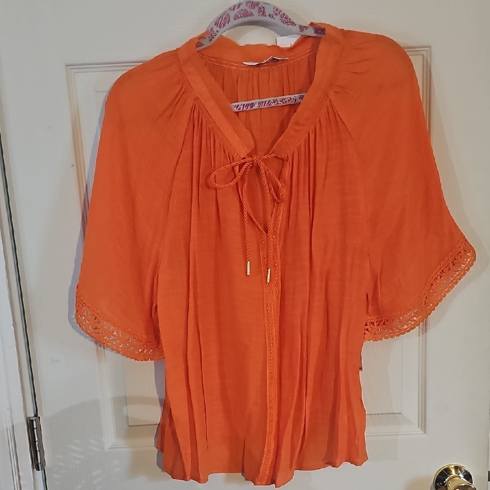 Counterparts Bright Orange Blouse with Tie Front